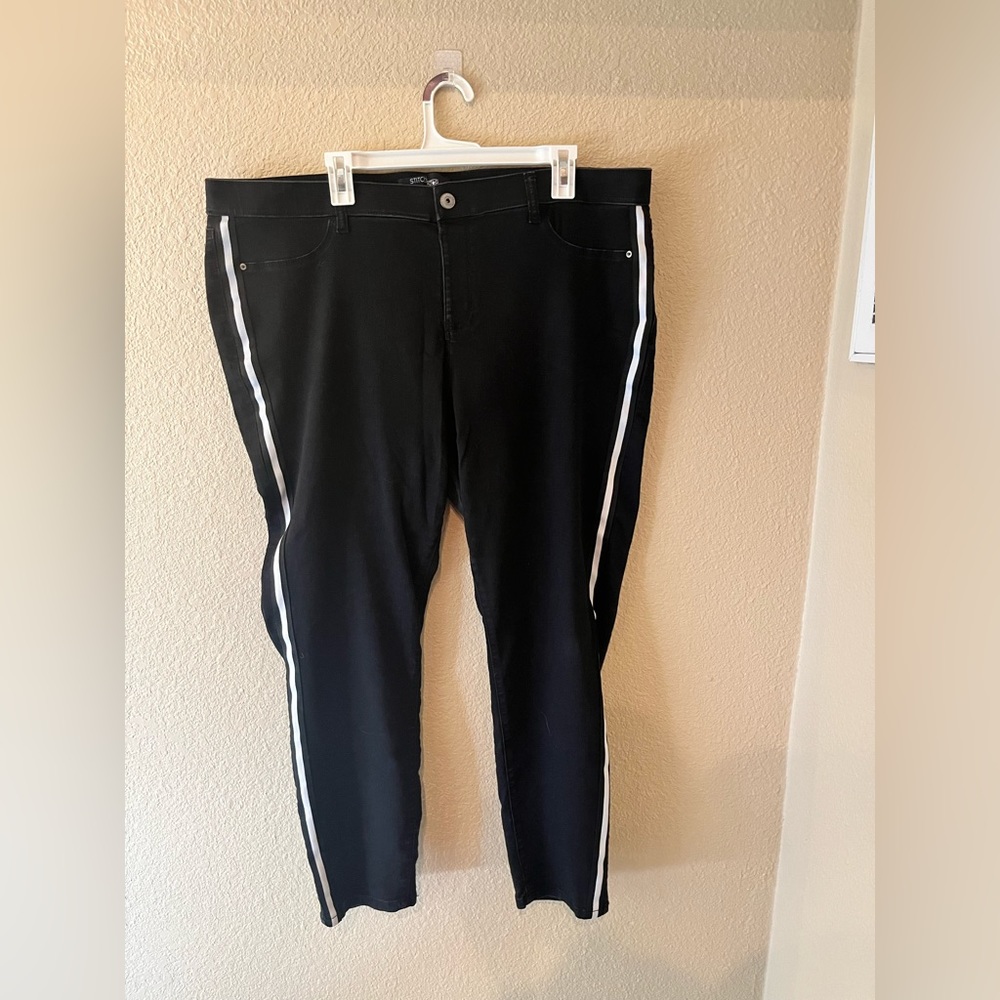 Stitch Star black pant with white stripe plus size 22